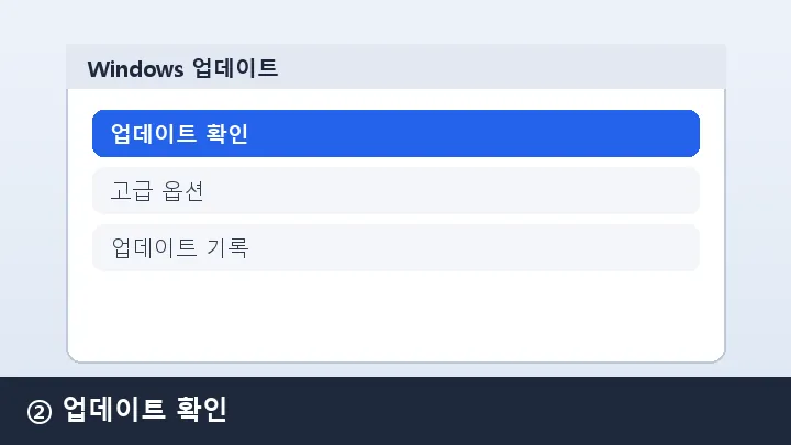 Windows 업데이트 화면에서 '업데이트 확인'을 고르는 그림